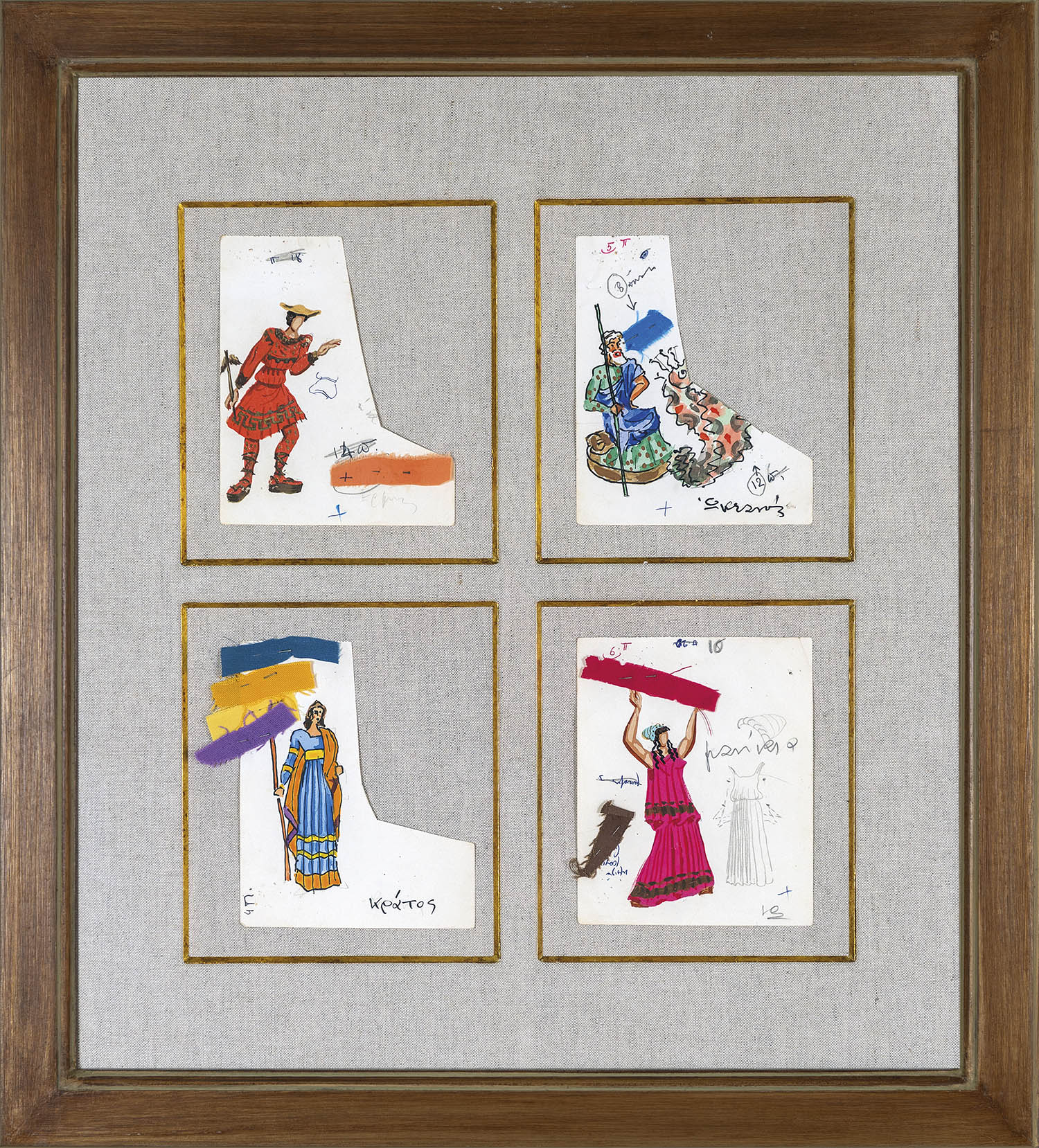 Μακέτες κοστουμιών για την παράσταση του Αισχύλου Προμηθέας Δεσμώτης (Θυμελικός Θίασος του Λίνου Καρζή, 1959)
