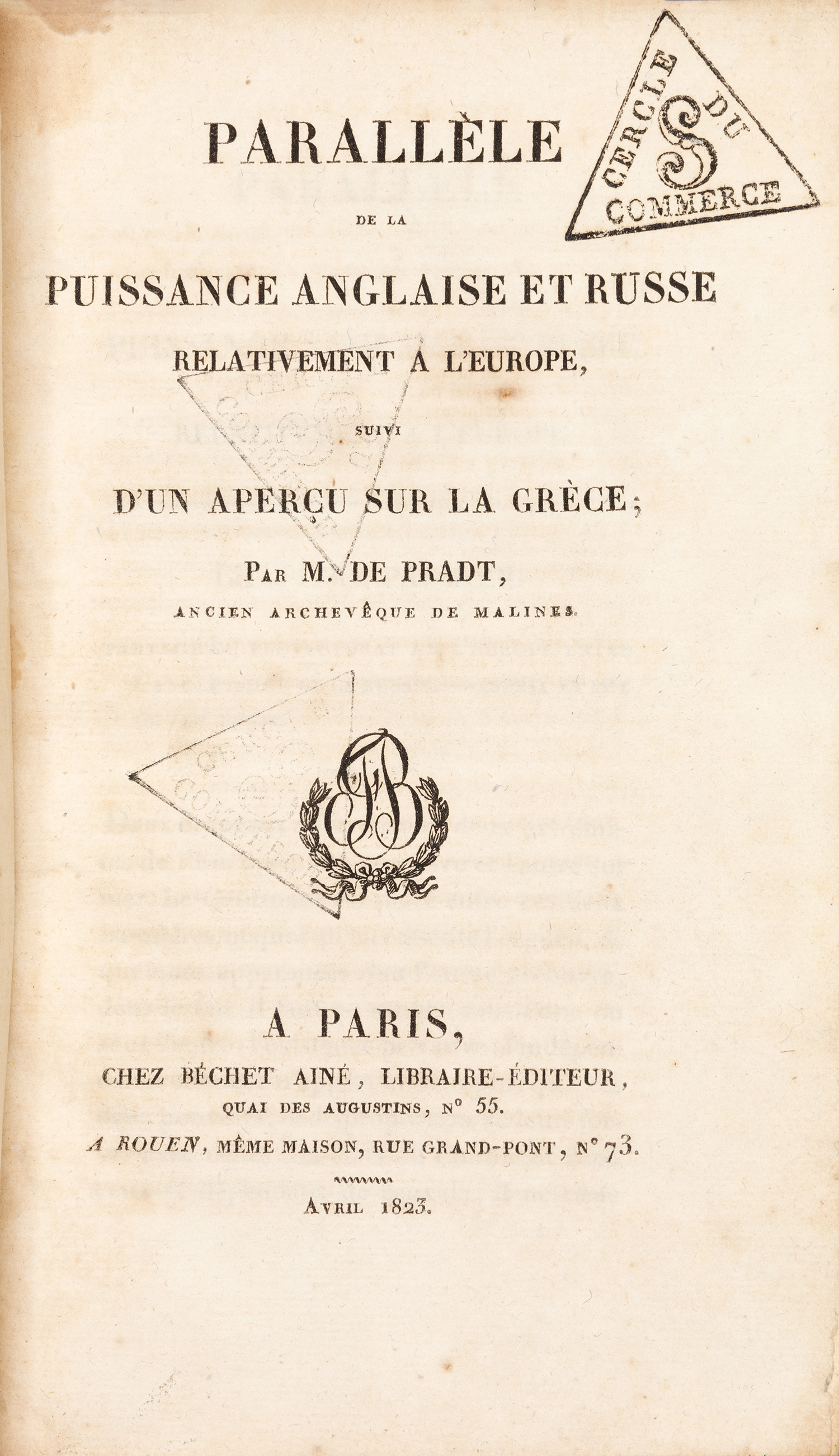 PRADT, Dominique Dufour de.