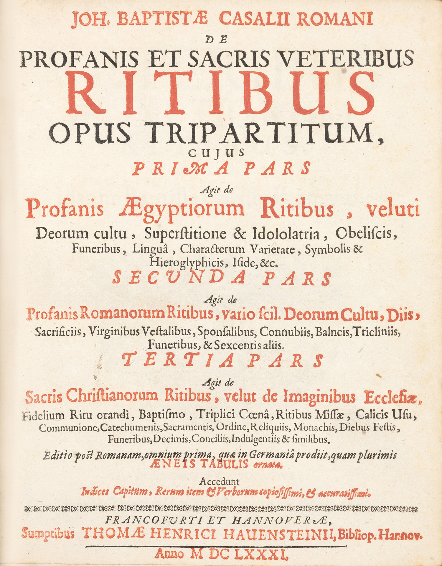 CASALIUS, Johannes Baptista.