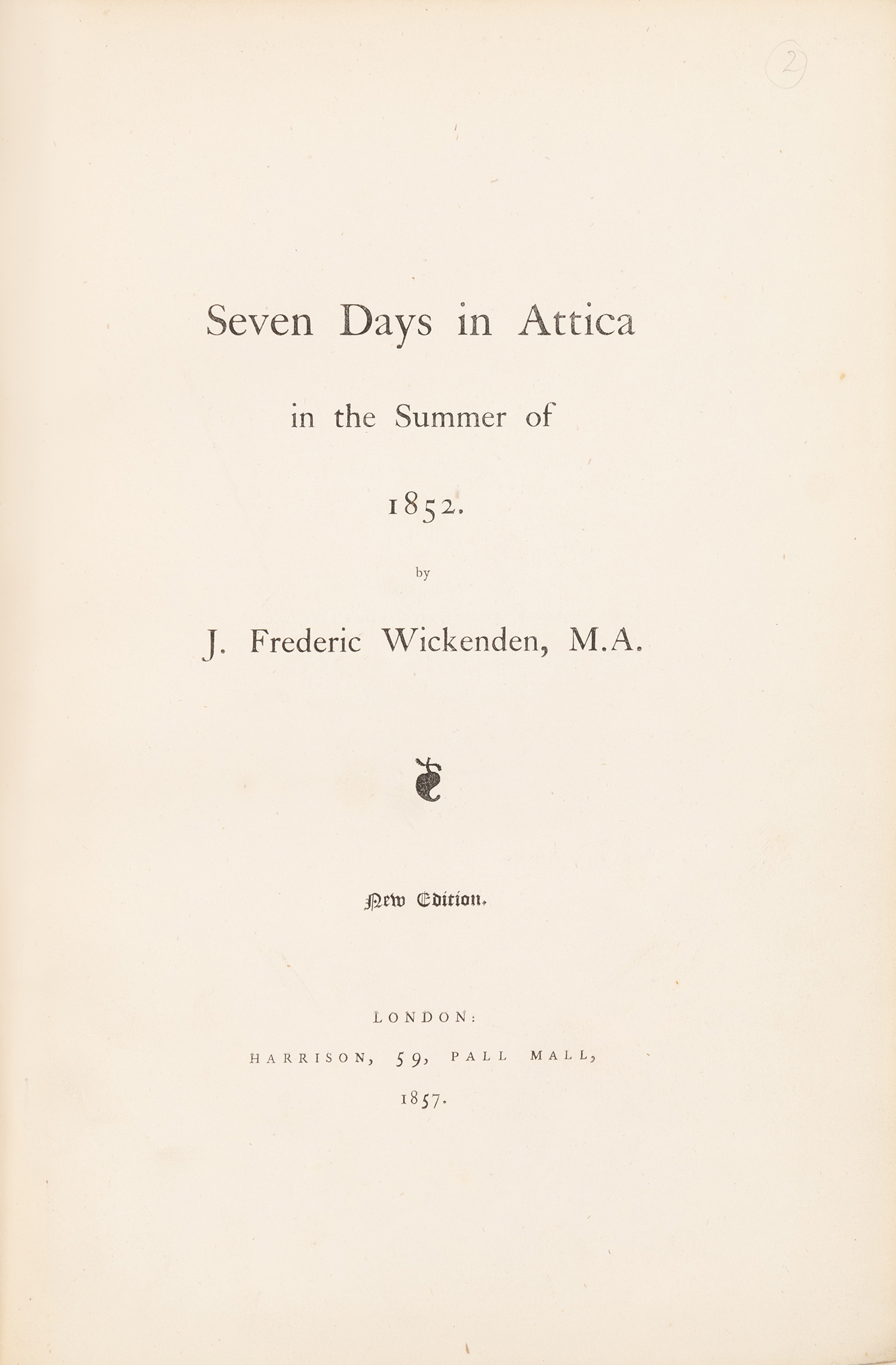 WICKENDEN, Joseph Frederic.