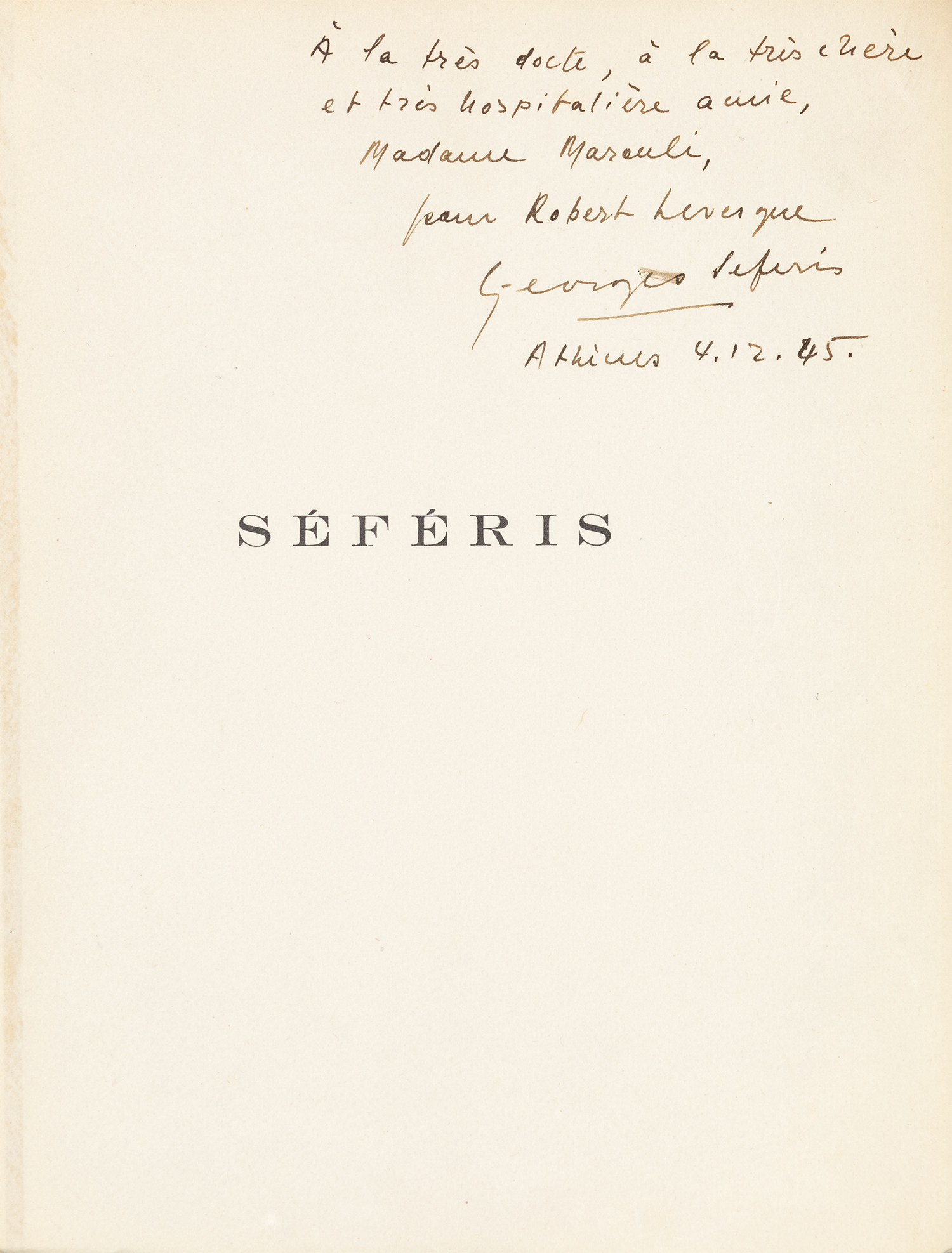 ΣΕΦΕΡΗΣ, Γιώργος — LEVESQUE, Robert.