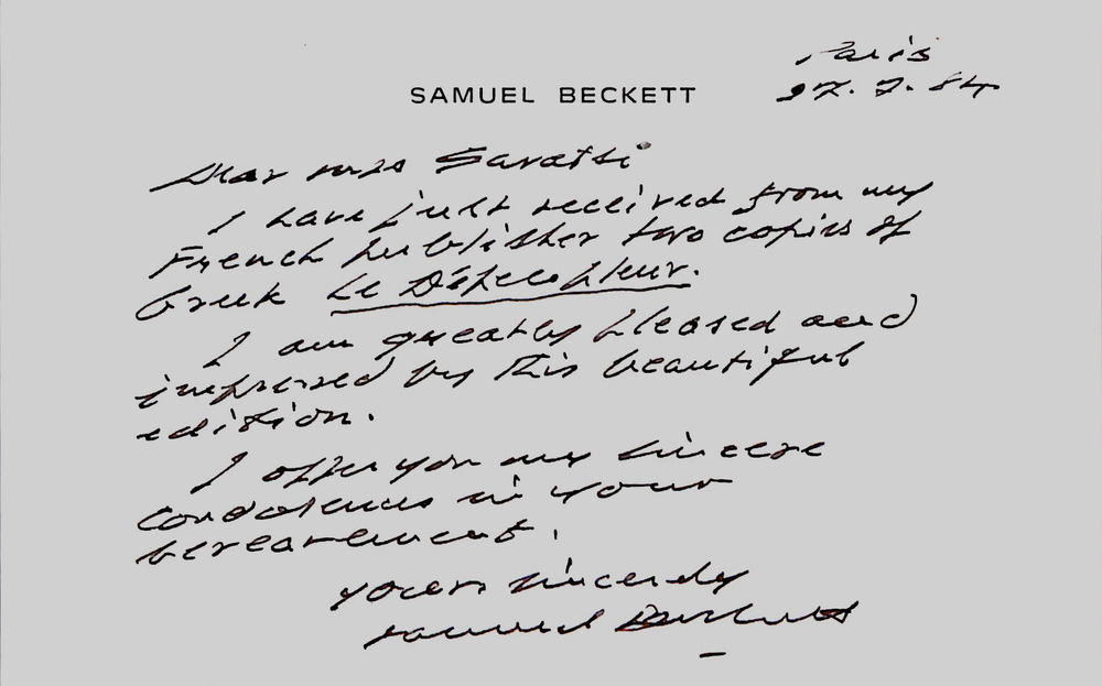 BECKETT, Samuel, 1906-1989, Ιρλανδός πεζογράφος, ποιητής και θεατρικός συγγραφέας.